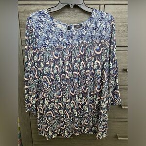 Lucky Brand Women’s Print Top 3/4 Sleeve, Size 2X